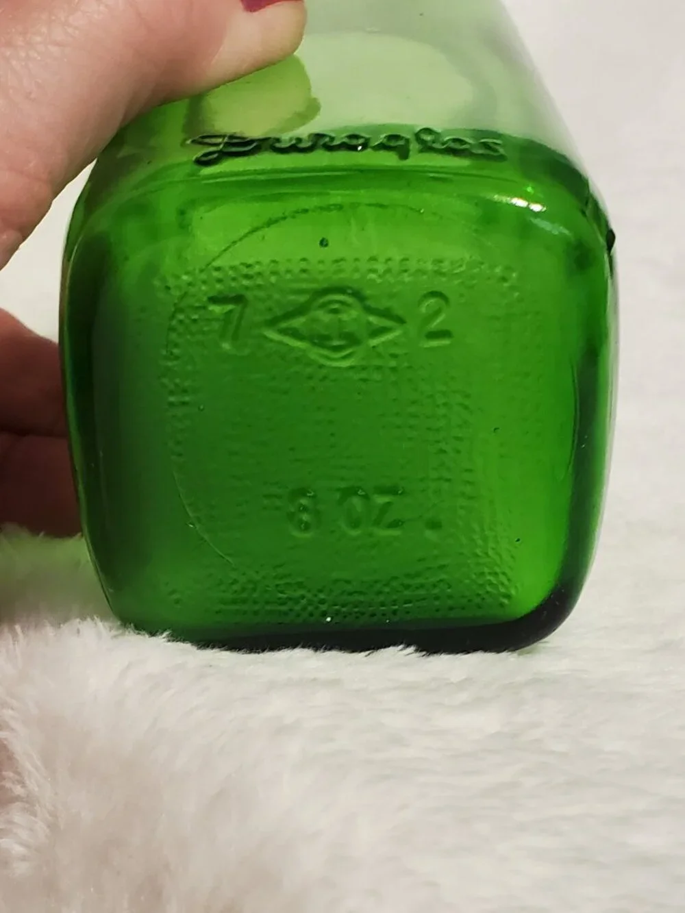 Vintage Duraglass green glass 6 ounce jar EUC!